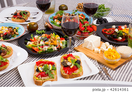 Variety of vegetarian dishes 42614361