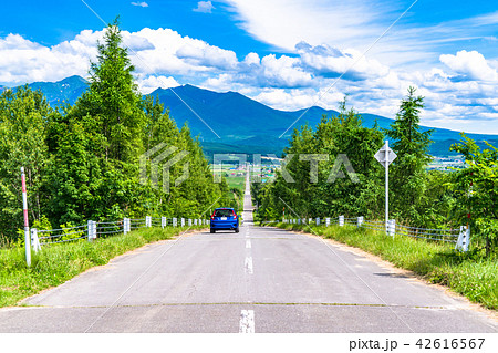 北海道 かみふらの八景 パノラマロード江花の写真素材