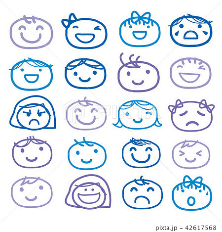 Face Kids Draw Emotion Feeling Icon Cartoon Vectorのイラスト素材