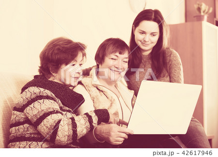 Three women with laptop Three women with laptop 42617946