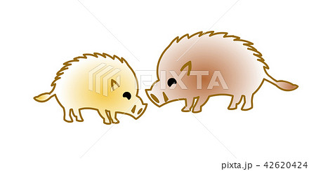 亥年年賀素材 仲良しイノシシ 亥年年賀素材 仲良しイノシシ 42620424