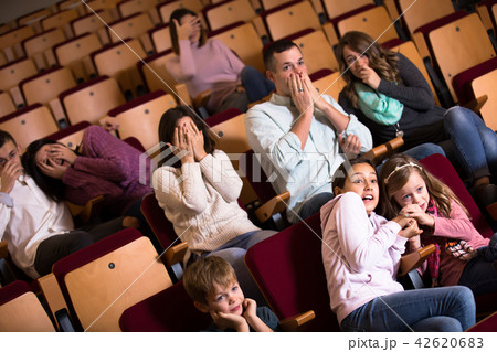 Group people attending movie night for horror Group people attending movie night for horror 42620683