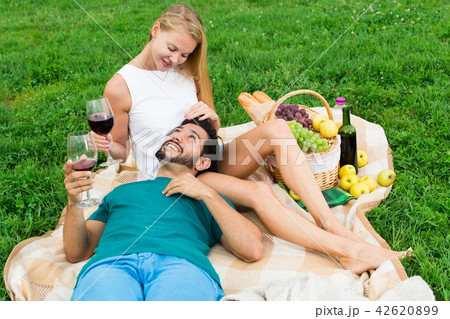 Boyfiend is relaxing on the lap of female Boyfiend is relaxing on the lap of female 42620899