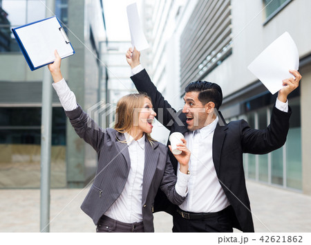 Businessman and his boss woman are signed successful contract 42621862