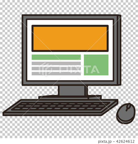 デスクトップパソコン グレー 画面表示のイラスト素材