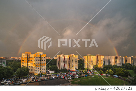 Rainbow over Residential District 42627522
