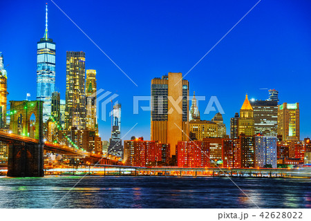 New York night view of the Lower Manhattan 42628022