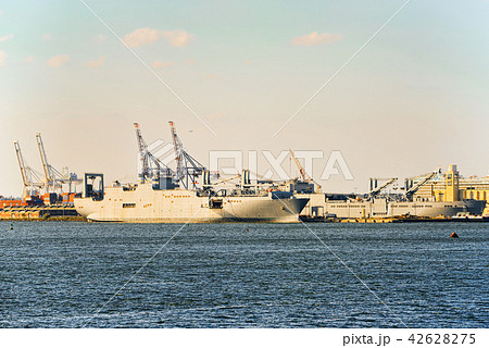 Commercial sea ships, dry cargo ships in a Hudson 42628275