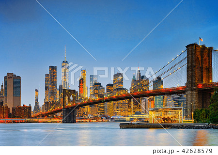 New York night view of the Lower Manhattan 42628579