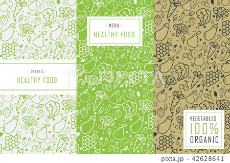 Organic Healthy Food Text With Background Patternのイラスト素材