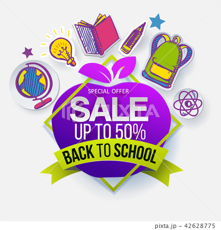 Purple Back to school sale apple symbol 42628775