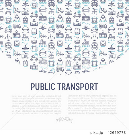 Public transport concept with thin line icons 42629778
