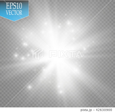 Glow light effect. Starburst with sparkles on transparent background. Vector illustration. 42630900