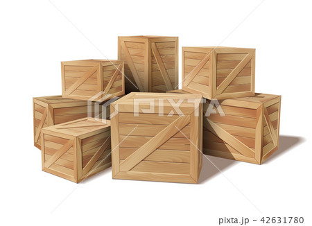 Pile Of Stacked Sealed Goods Wooden Boxesのイラスト素材