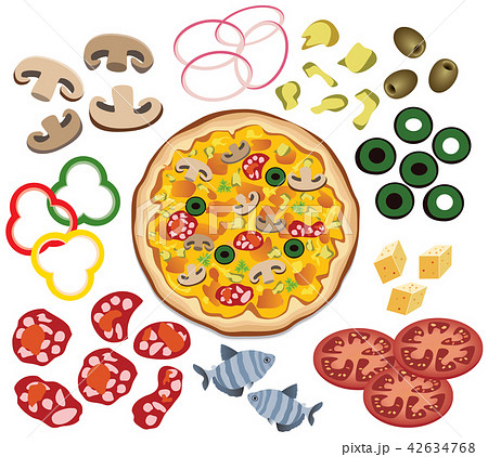 Vector Pizza And Ingredients For Your Design Stock Illustration