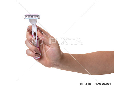 disposable razor in a female hand 42636804