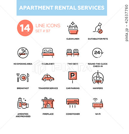 Apartment rental service - line design icons set 42637760