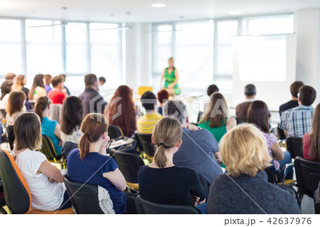 Speaker giving presentation on business conference. Speaker giving presentation on business conference. 42637976