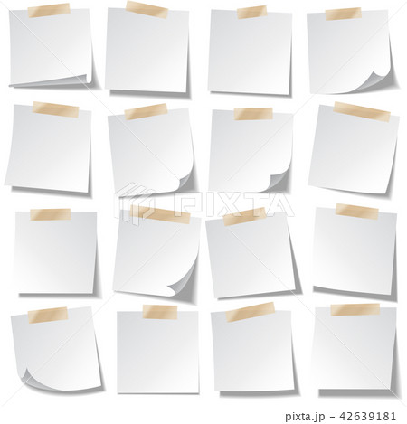 Sticky paper note with tape and shadow isolated on transparent