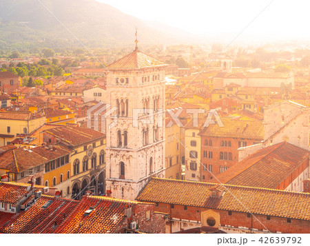 Bell tower of San Michele in Foro Basilica in Lucca, Tuscany, Italy Bell tower of San Michele in Foro Basilica in Lucca, Tuscany, Italy 42639792
