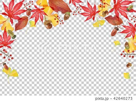 秋の紅葉 フレーム 背景 水彩 イラストのイラスト素材 42640273 Pixta