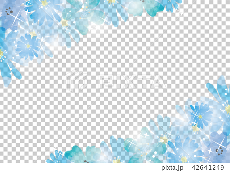 水彩花卉框架 藍色 插圖素材 圖庫