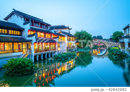 Night Scene of Qibao Old Town in Shanghai, China 42642092