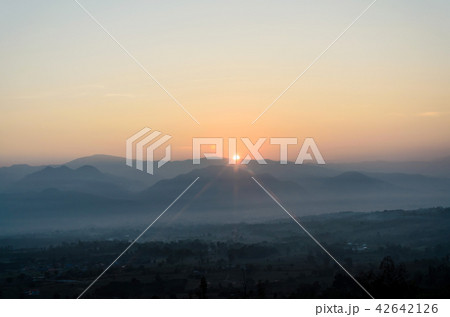 sunrise view mountains in the winter landscape 42642126