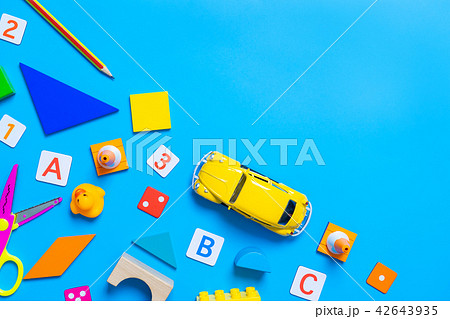 Children Math Alphabet and educational toy on blue 42643935
