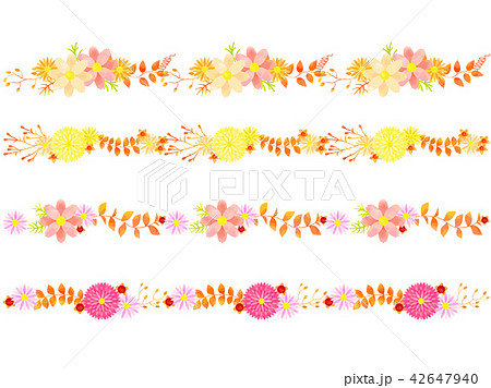 秋の花のラインのイラスト素材