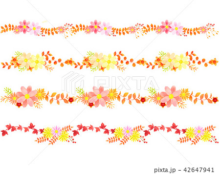 秋の花のラインのイラスト素材