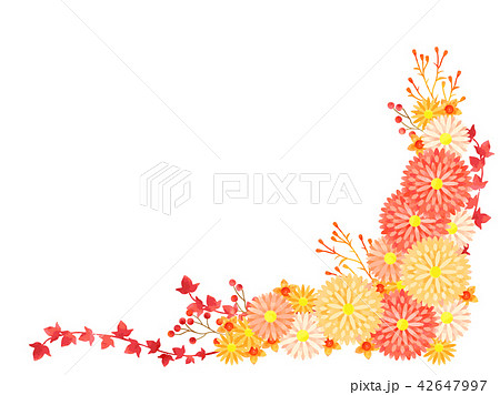 秋の花のフレームのイラスト素材 42647997 Pixta