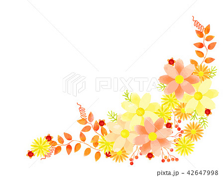 秋の花のフレームのイラスト素材
