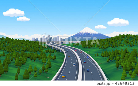 高速道路 富士山 ハイウェイのイラスト素材