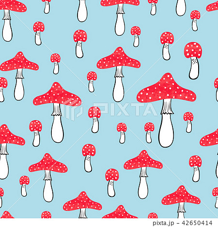 Cute Seamless Pattern With Watercolor Mushroomsのイラスト素材 42650414 Pixta