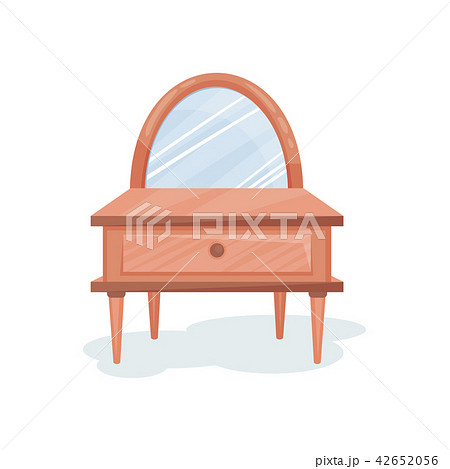 Wooden dressing table with mirror, interior design element vector Illustration on a white background 42652056