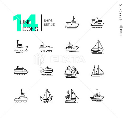 Water transport - thin line design icons set 42652415