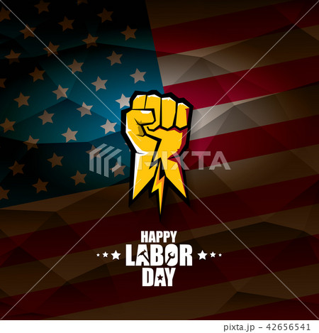 labor day Usa vector label or background. vector happy labor day poster or banner with clenched fist 42656541