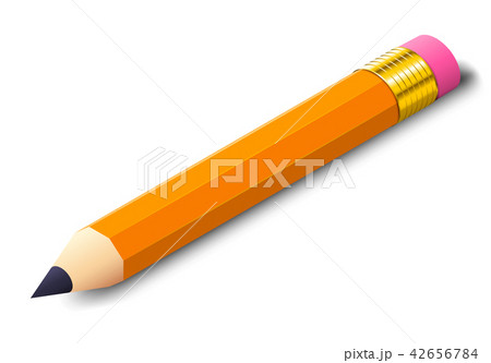Pencil with eraser realistic icon with isometric object for school themed ad Pencil with eraser realistic icon with isometric object for school themed ad 42656784