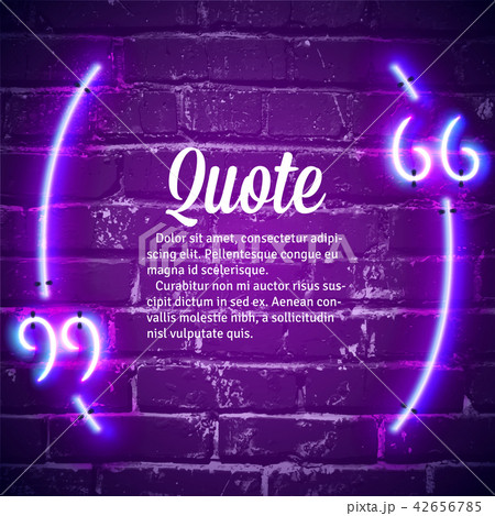 Retro neon glowing quote marks frame on the wall 42656785