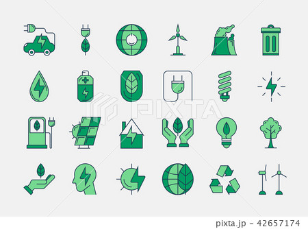 Green outline ECO icons Green outline ECO icons 42657174