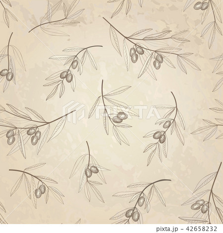 Olive berry tile pattern. Floral branch background 42658232