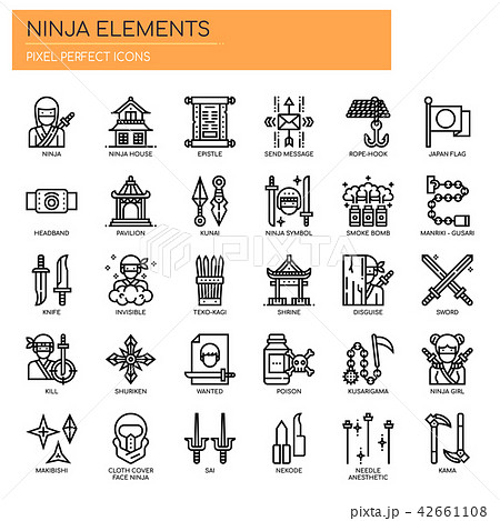Ninja Elements , Thin Line and Pixel Perfect Icons 42661108