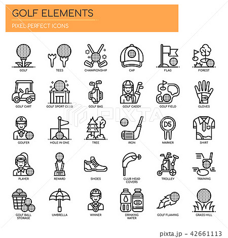 Golf Elements, Thin Line and Pixel Perfect Icons 42661113