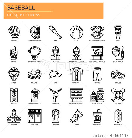 Baseball Elements ,   Pixel Perfect Icons 42661118