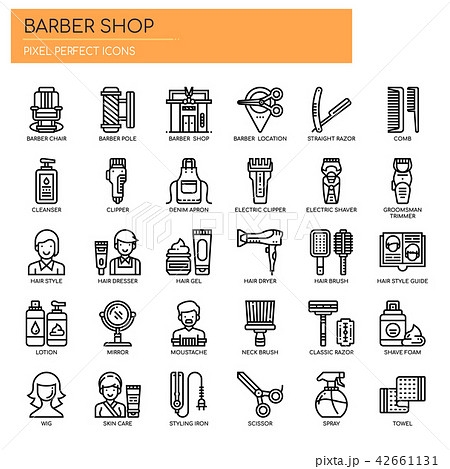 Barber Shop , Thin Line and Pixel Perfect Icons 42661131