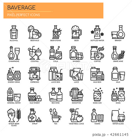 Beverage , Thin Line and Pixel Perfect Icons Beverage , Thin Line and Pixel Perfect Icons 42661145