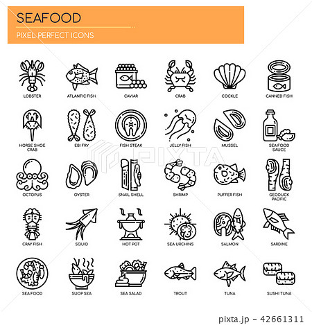 Seafood , Thin Line and Pixel Perfect Icons 42661311