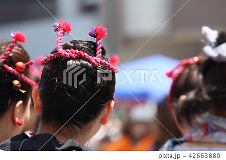神輿の髪型の写真素材