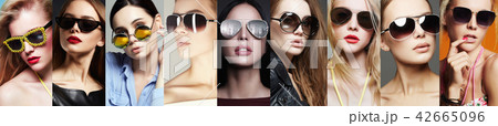Beauty Fashion collage. Women in Sunglasses 42665096